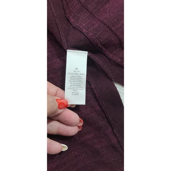 Calvin Klein duster cardigan sweater women's burgundy Size Medium Office cozy - Picture 9 of 11